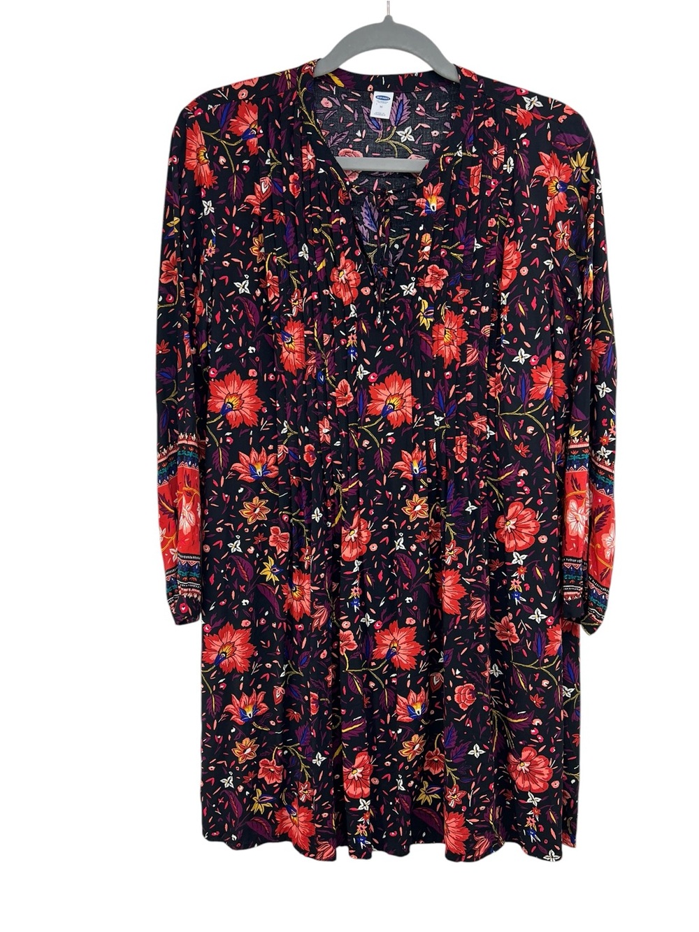 Old Navy Black Floral Long Sleeve Dress Womens Medium